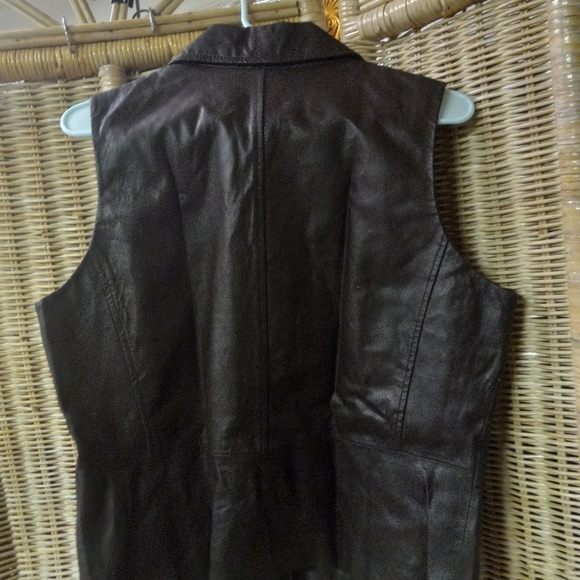 A.M.I. Women's Leather Vest Brown Full Zip Size L/40 - Picture 3 of 7